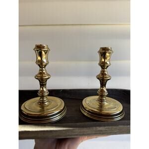 Baldwin Candlestick Holders 6” Tall 4” Base Set Of 2 Brass Candle Holders